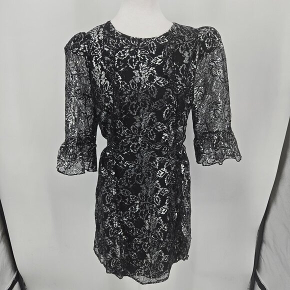 VAMPIRE'S WIFE X H&M "Mystique" Lace Mini Dress Black Silver Size Large NWT - Picture 2 of 9
